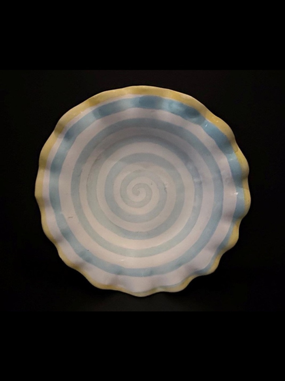 1995 MacKenzie-Childs Lollipop 9" Fluted Salad Plate Blue Yellow Rare